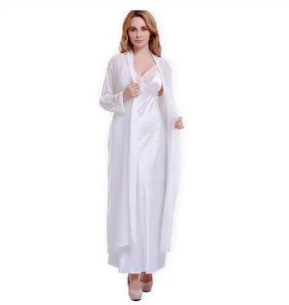 Silk Robes Two-Piece Sexy Lace V-Neck Sleepwear