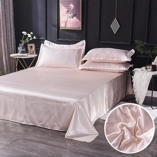 Luxury Satin Silk Bed Sheet Solid Mattress Protector