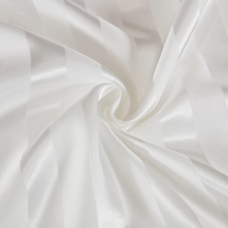 White Satin Elastic Fitted Sheet with Pillowcase