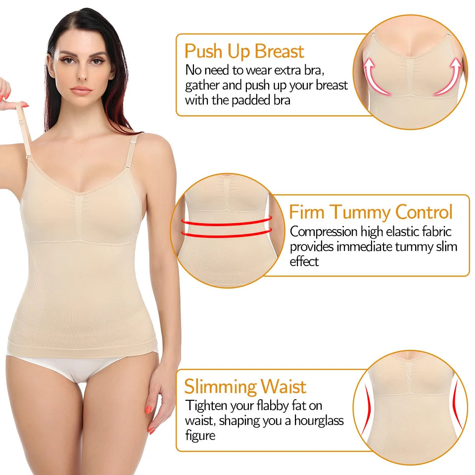 Tummy Control Built in Bra Tank Top Slimming Shapewear