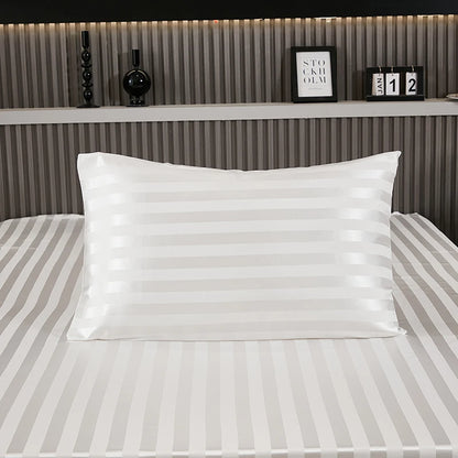 White Satin Elastic Fitted Sheet with Pillowcase