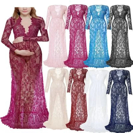 Maternity Props Maxi Gown Sexy Lingerie Lace